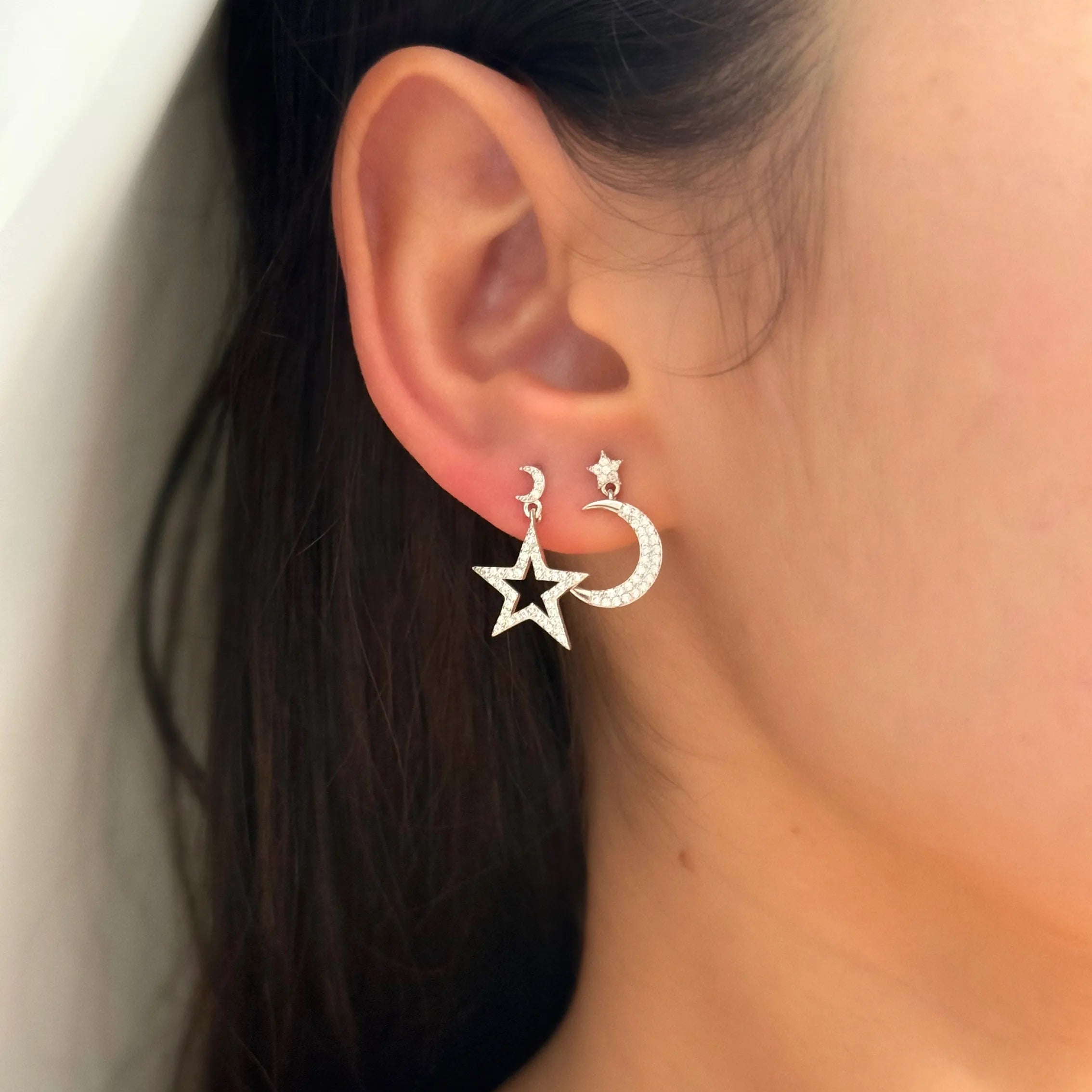 Earrings Silver Moon & Star