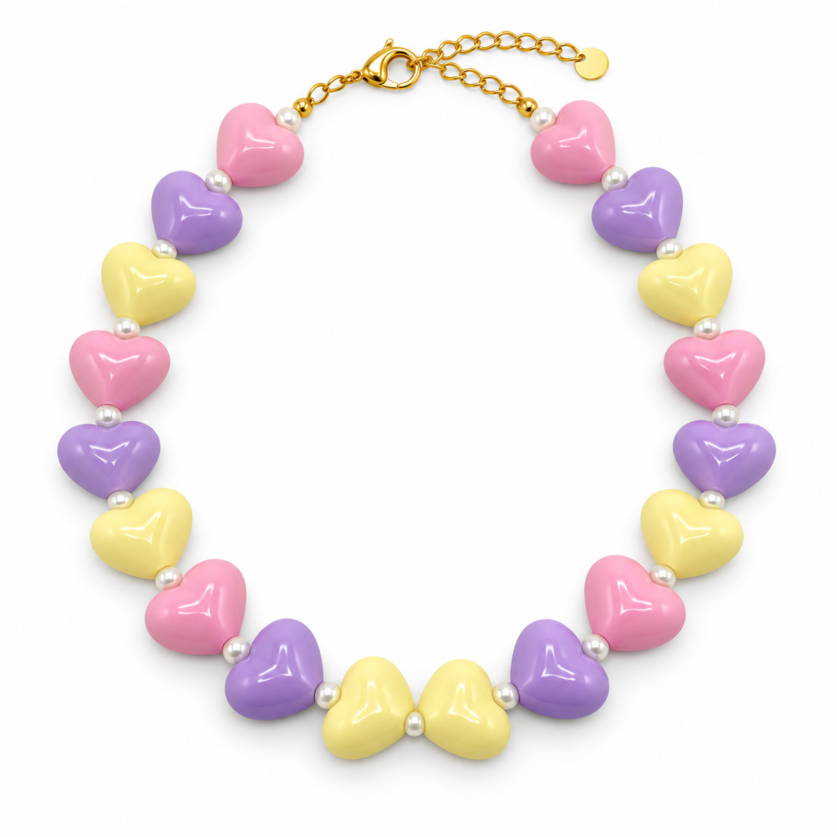Collar Corazones Chicle