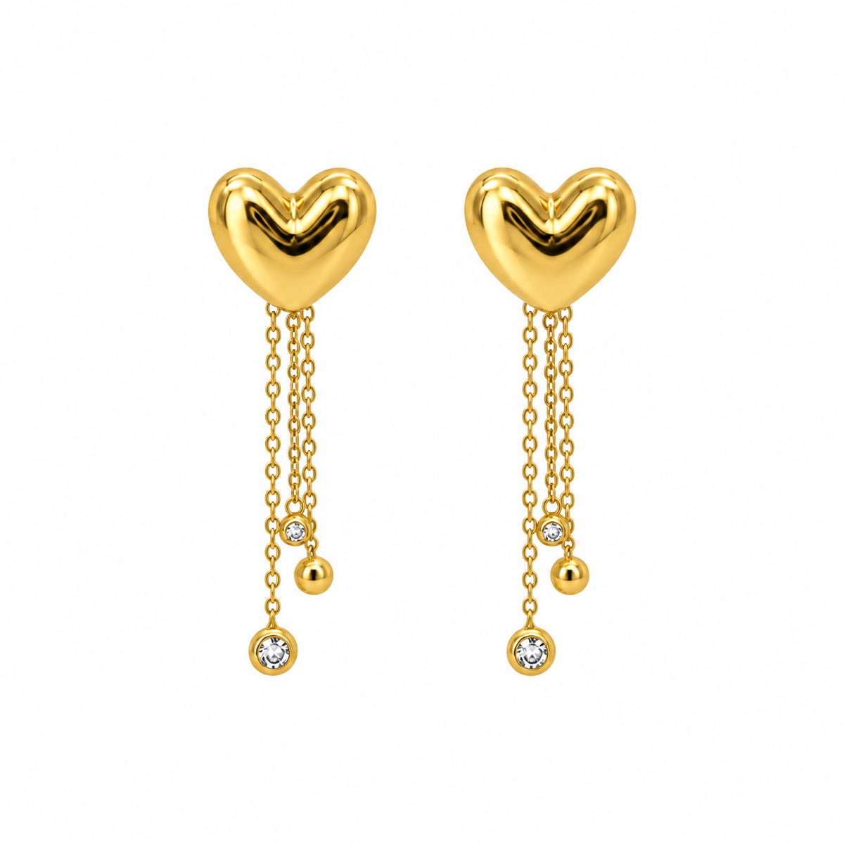 Aretes Corazones Cadenitas