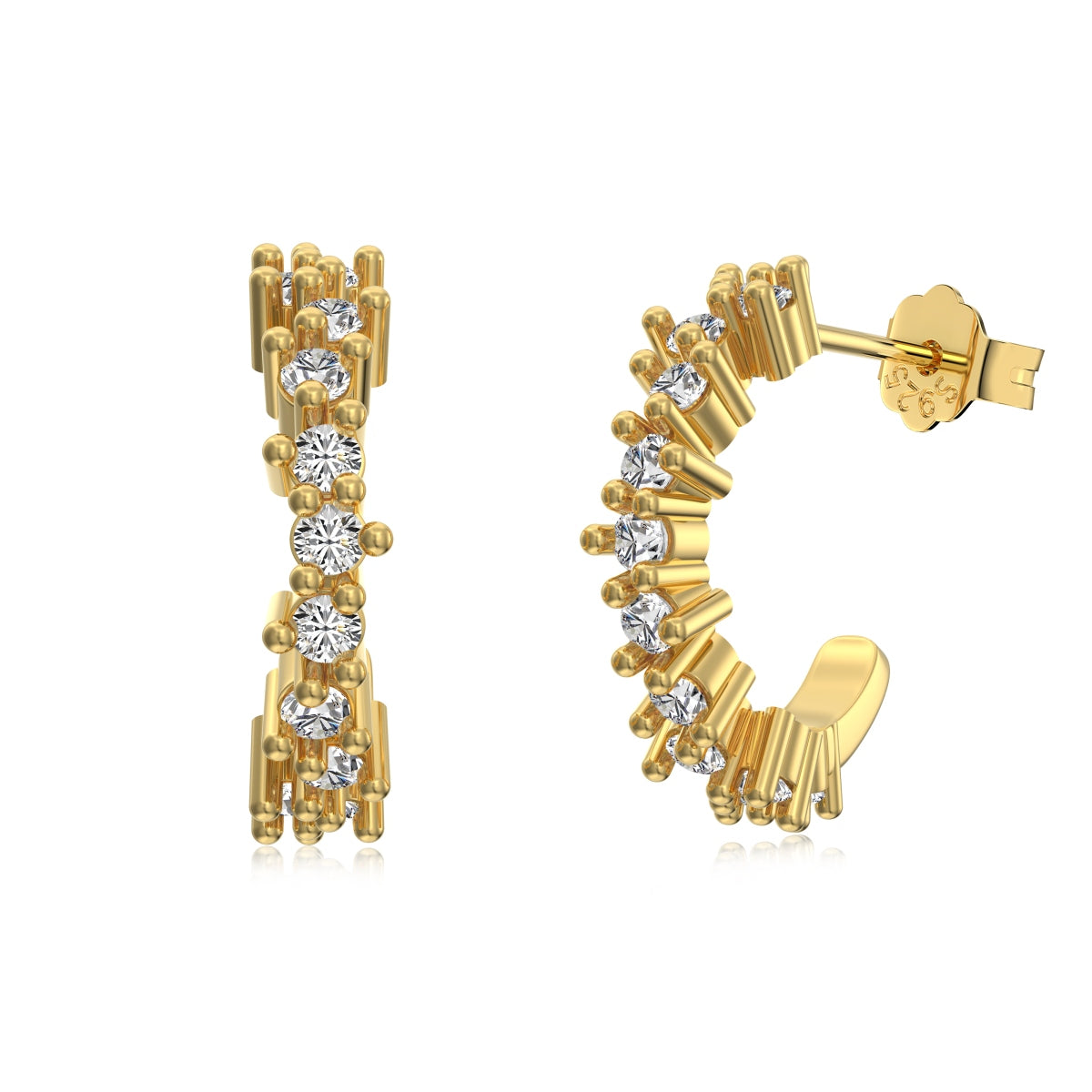 Aretes Semi Huggies Crystal Pieces