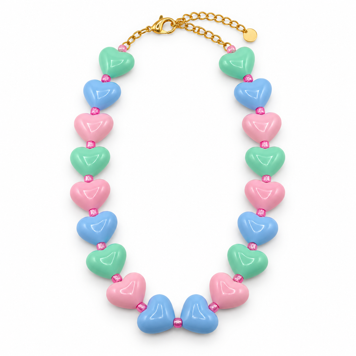 Collar Corazones Chicle