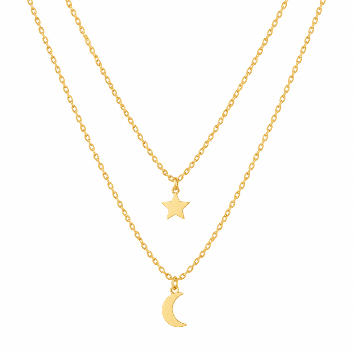 Collar Doble Luna y Estrella
