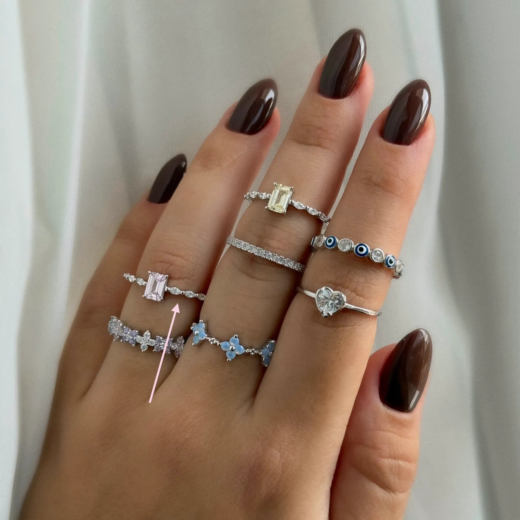 Exquisite Pink Ring Silver