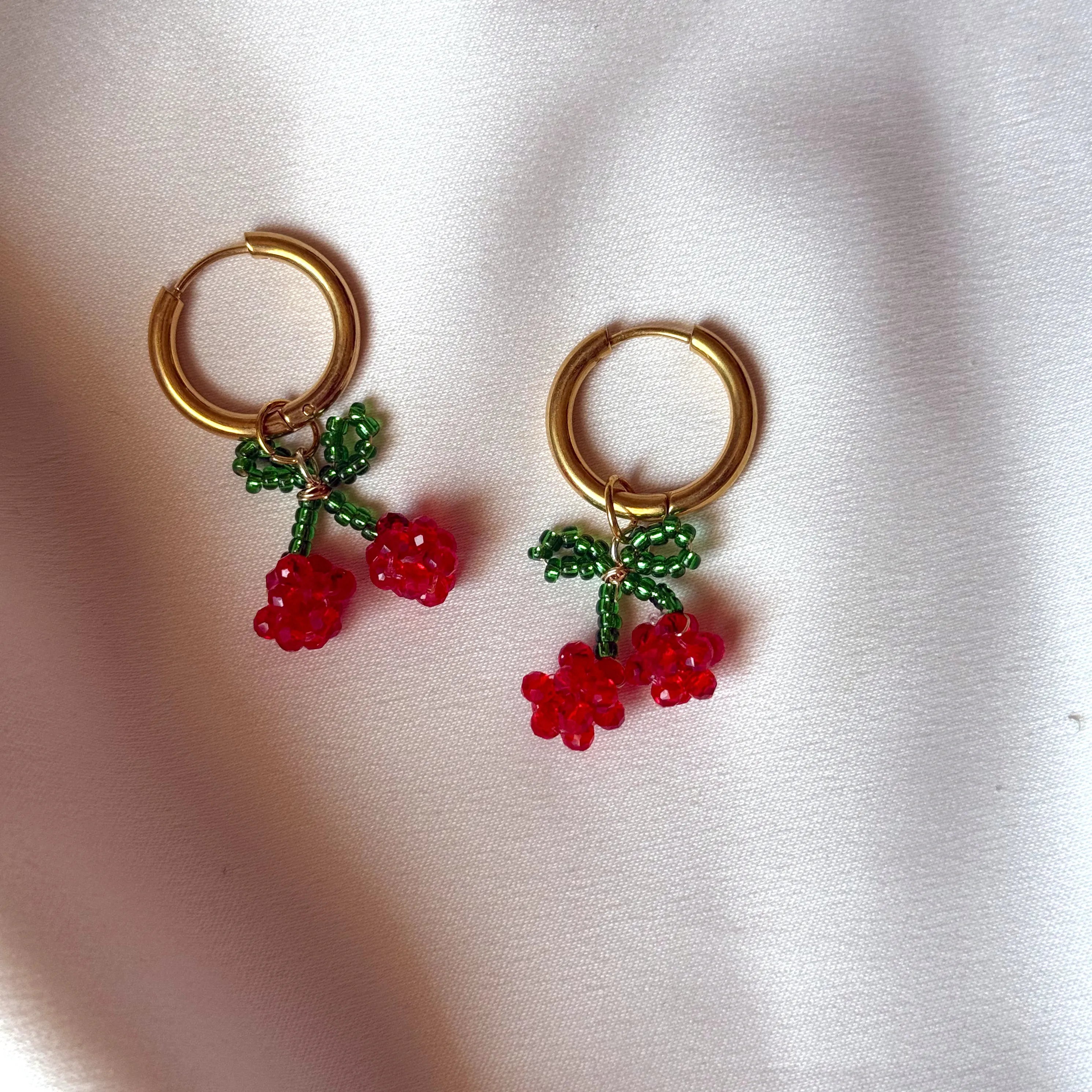 Cherry Beads Mini Hoops