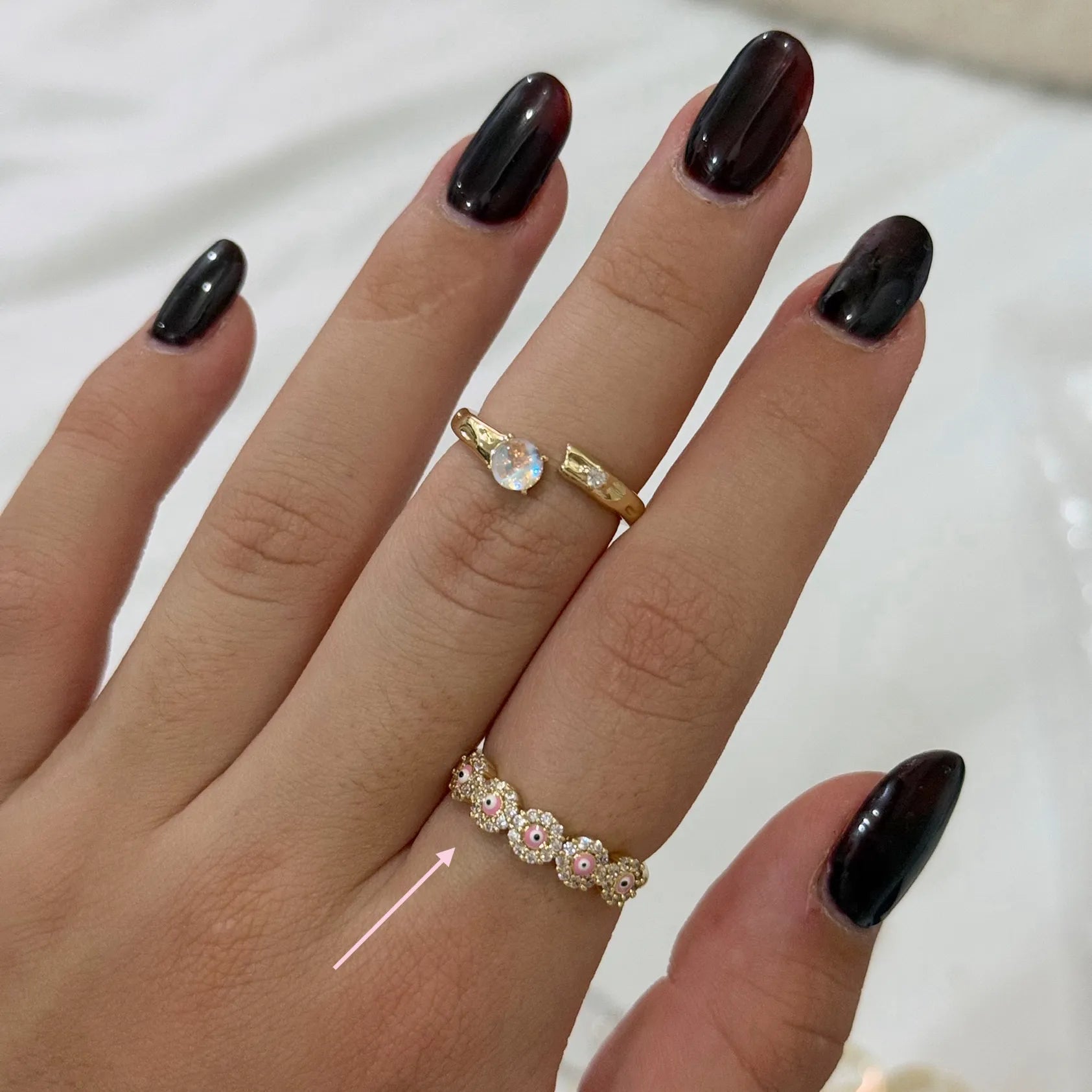 Evil Eyes Pink Ring