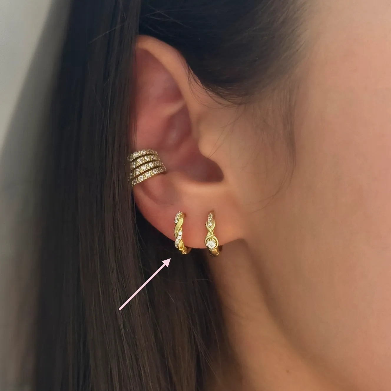 Twist Gold & Pavé Huggies