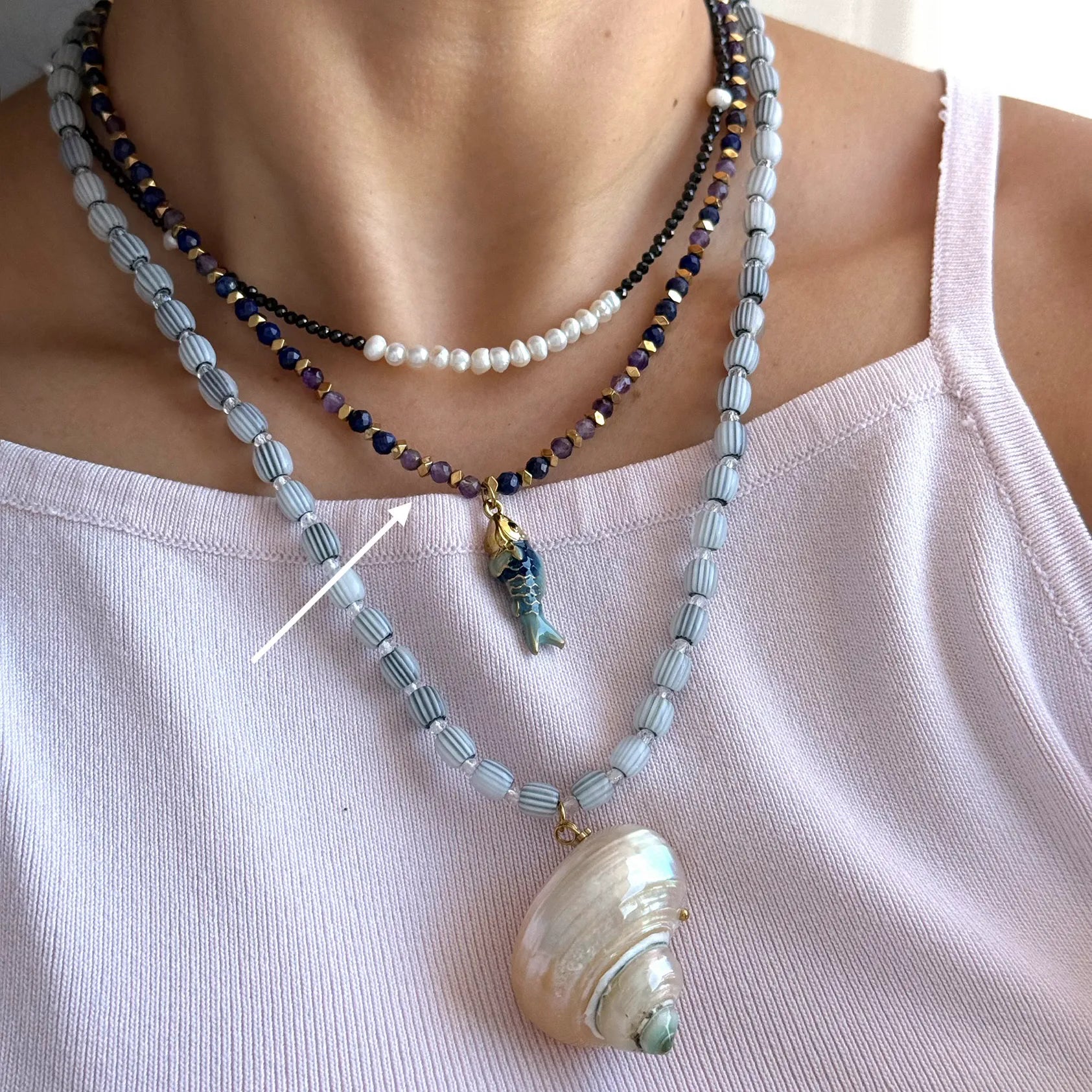 Blue Tones Pescadito Necklace