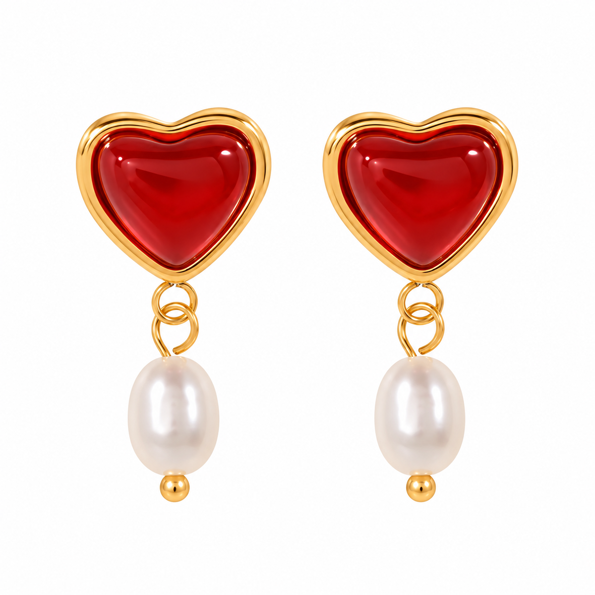 Aretes Corazones Rojos