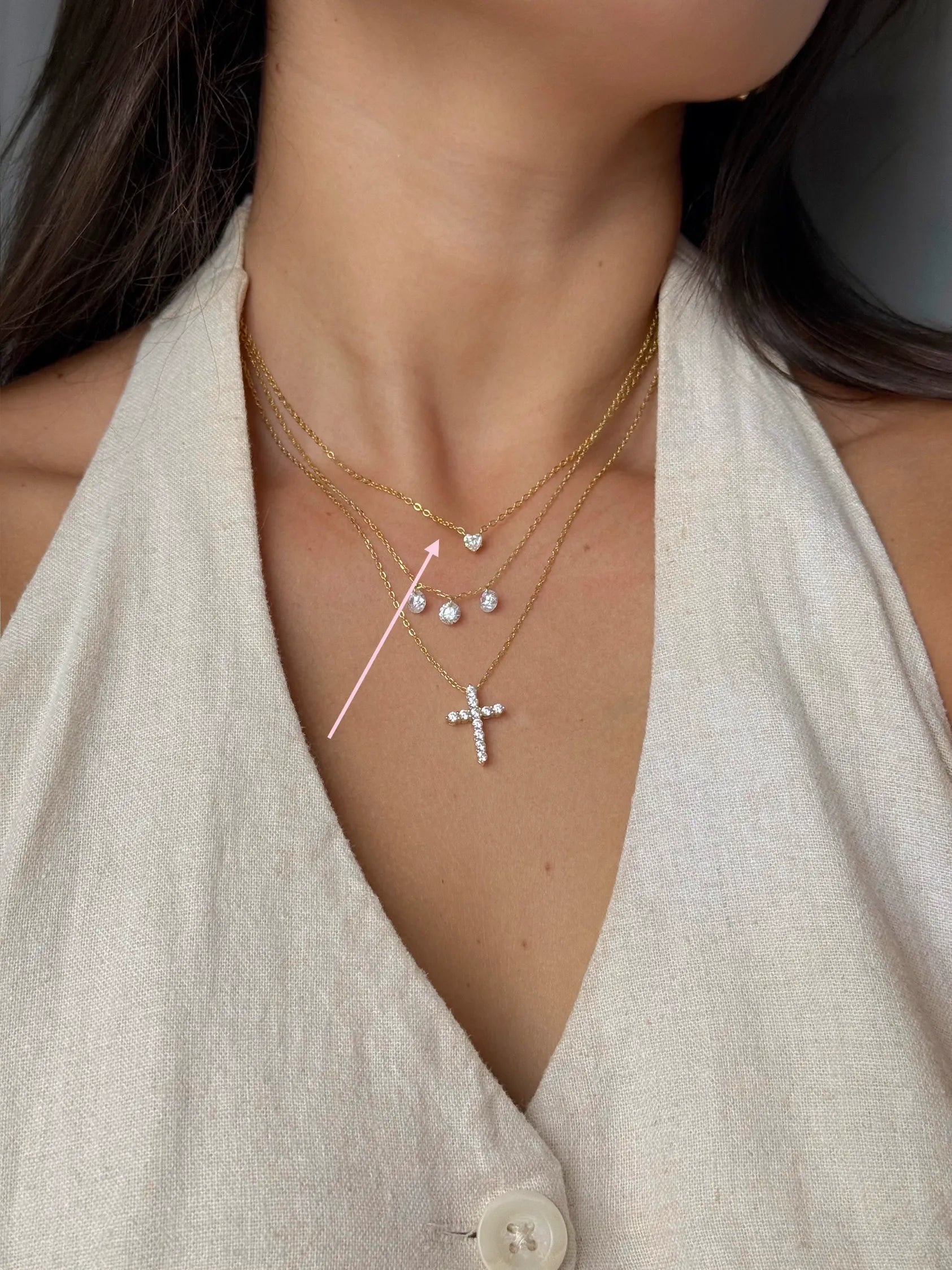 Mini Diamond Heart Necklace Gold