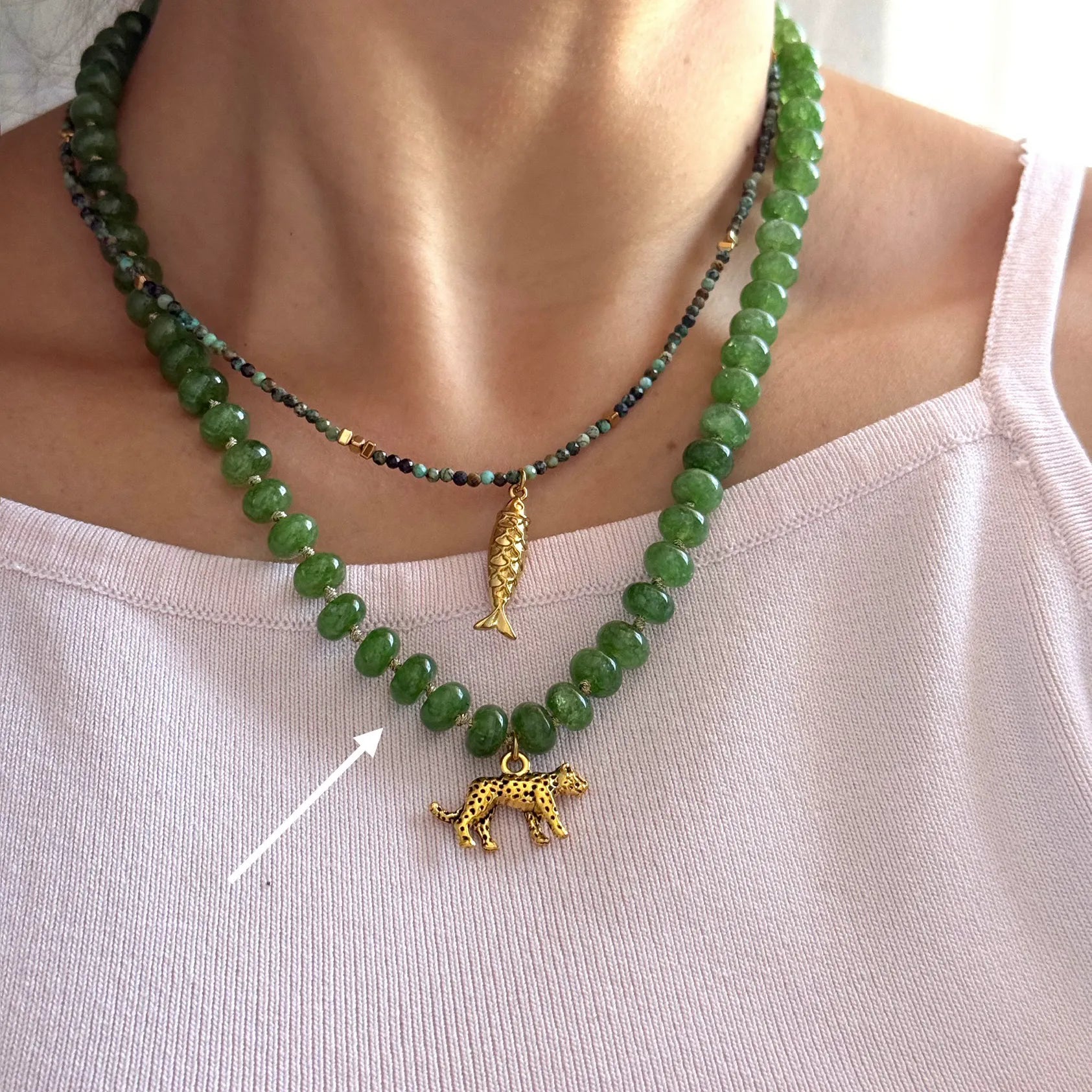 Collar Beads Verdes Jaguar