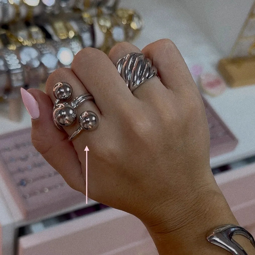 Silver Big Balls Ring