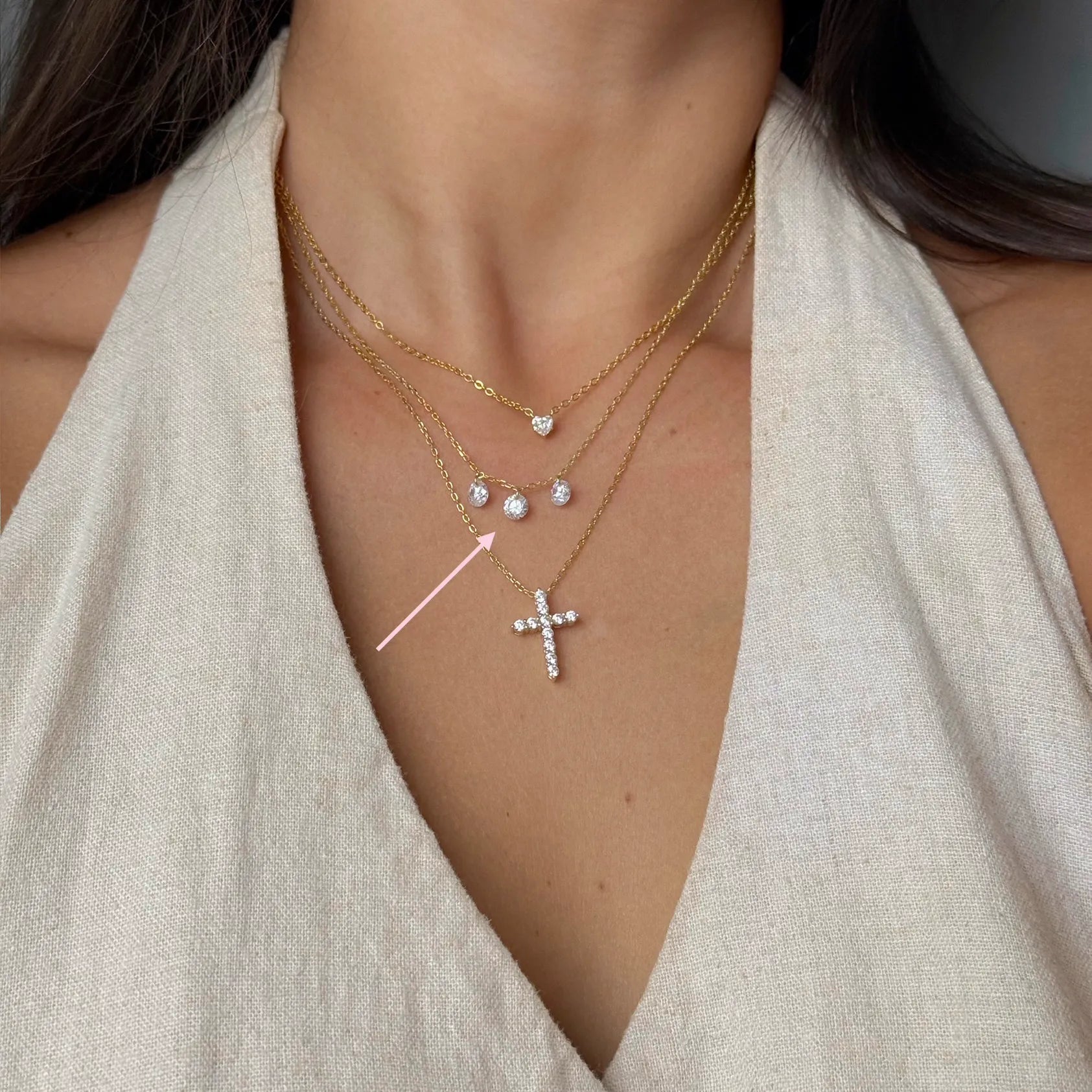 Cascade Trio Gold Necklace