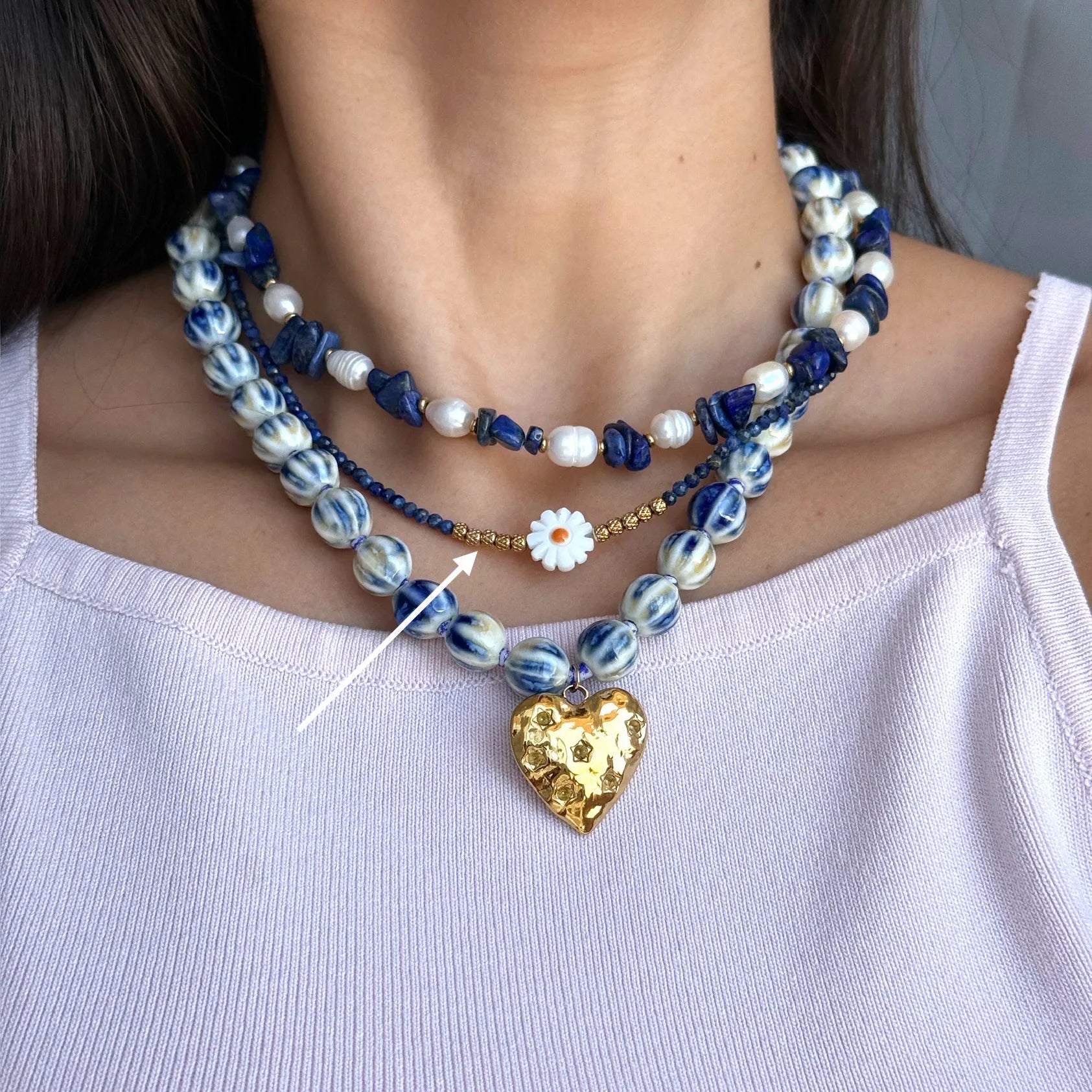 Blue Margarita Beads Necklace