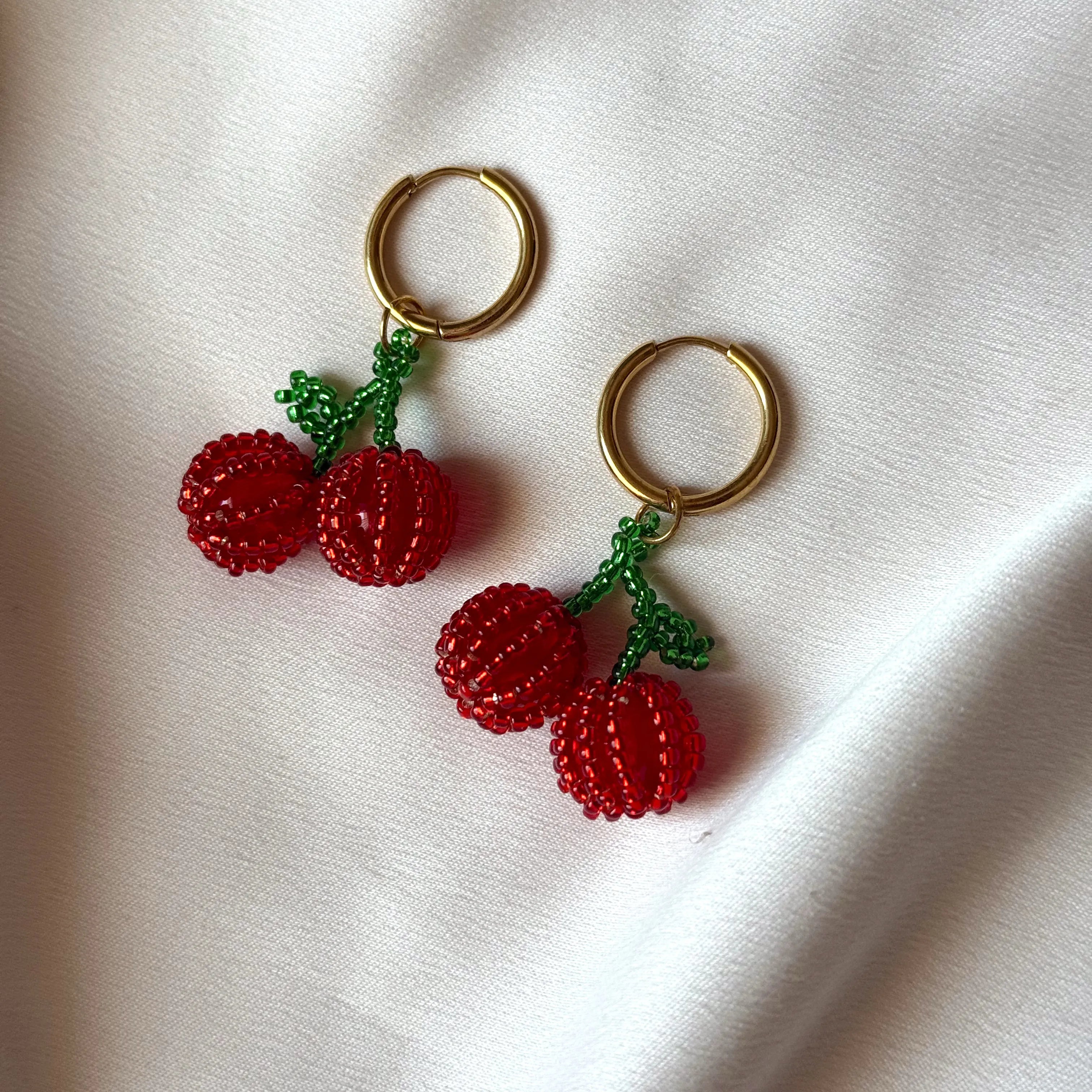 Cherry Blossom Beads Hoops