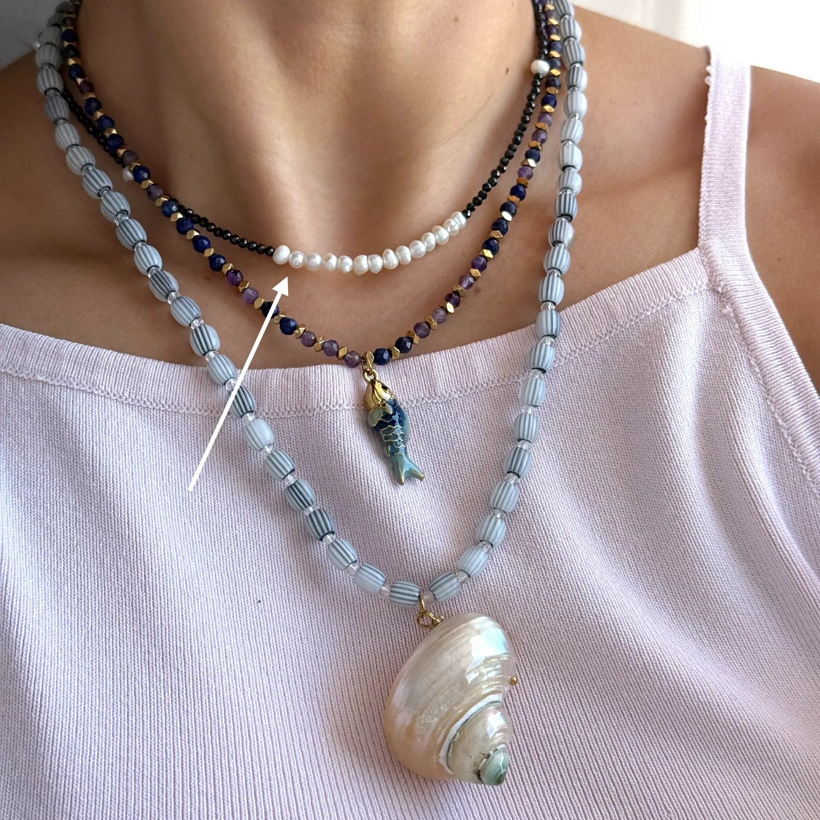 Black Beads & Pearls Necklace