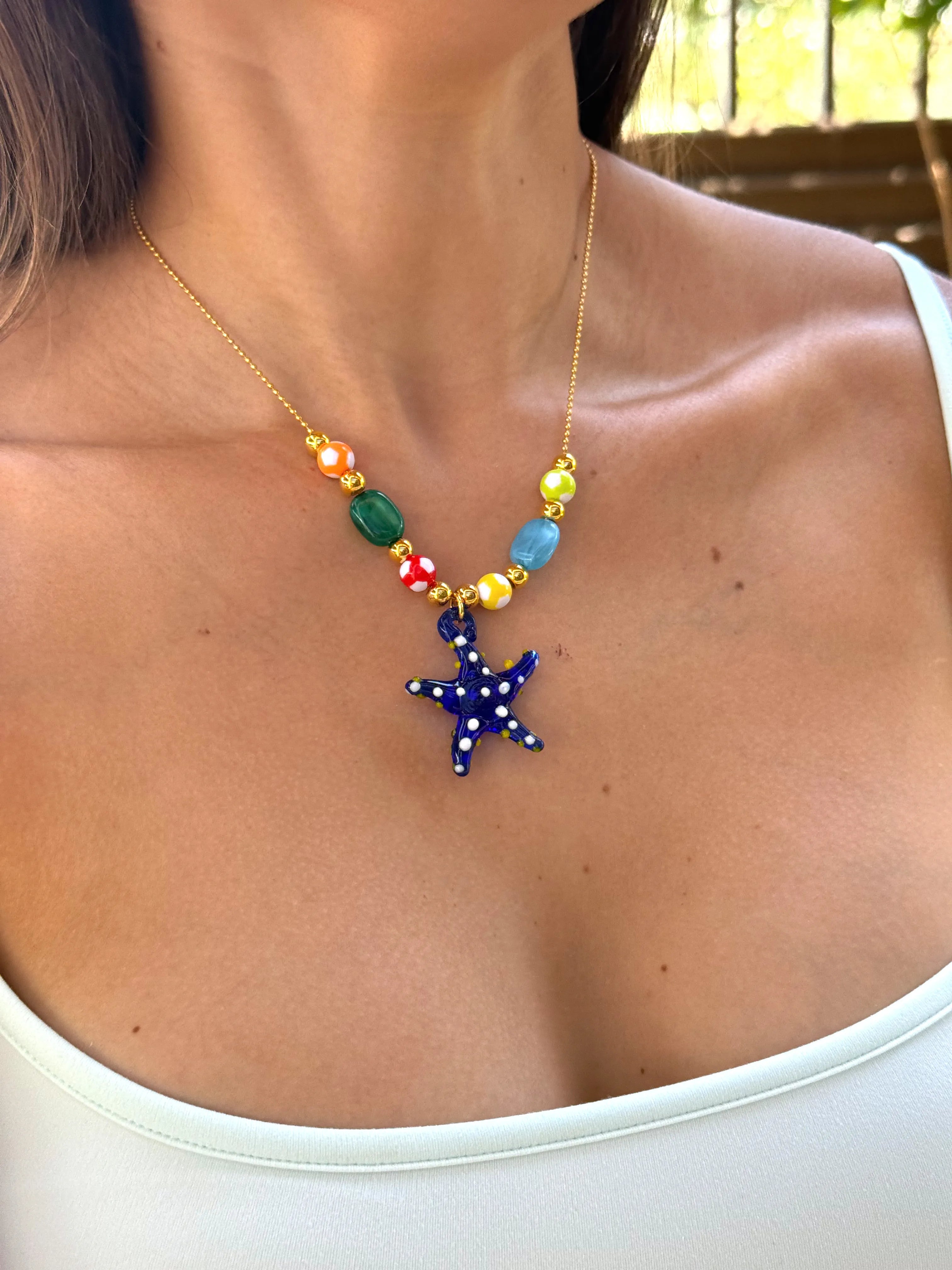 Blue Starfish Beach Necklace