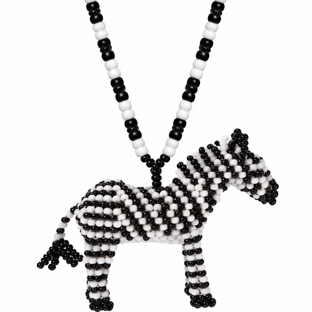 Zebra Beaded Necklace