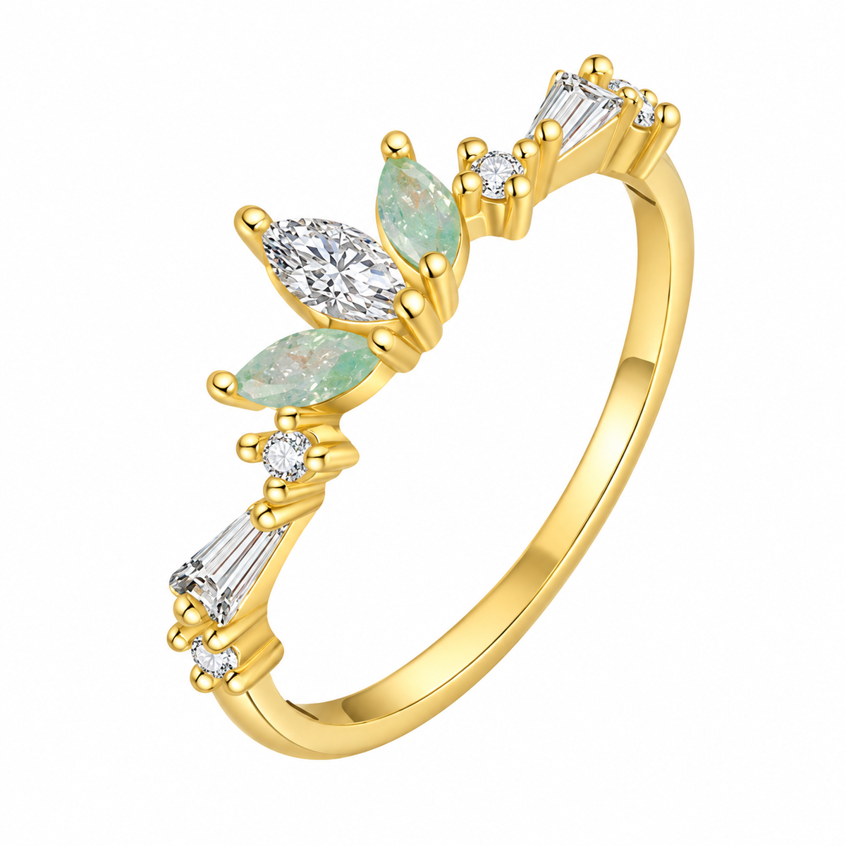 Anillo Coronita Zirconias Verdes