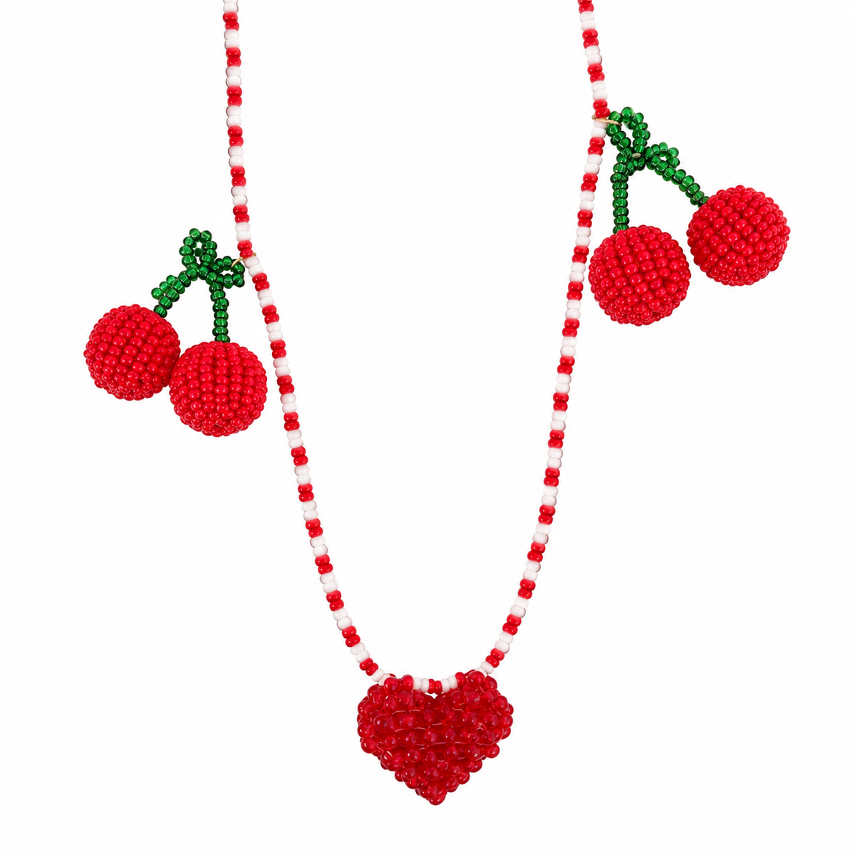 Lovely Cherries Beaded Necklace