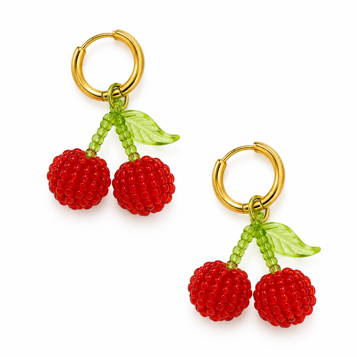 Cherry Beads Hoops