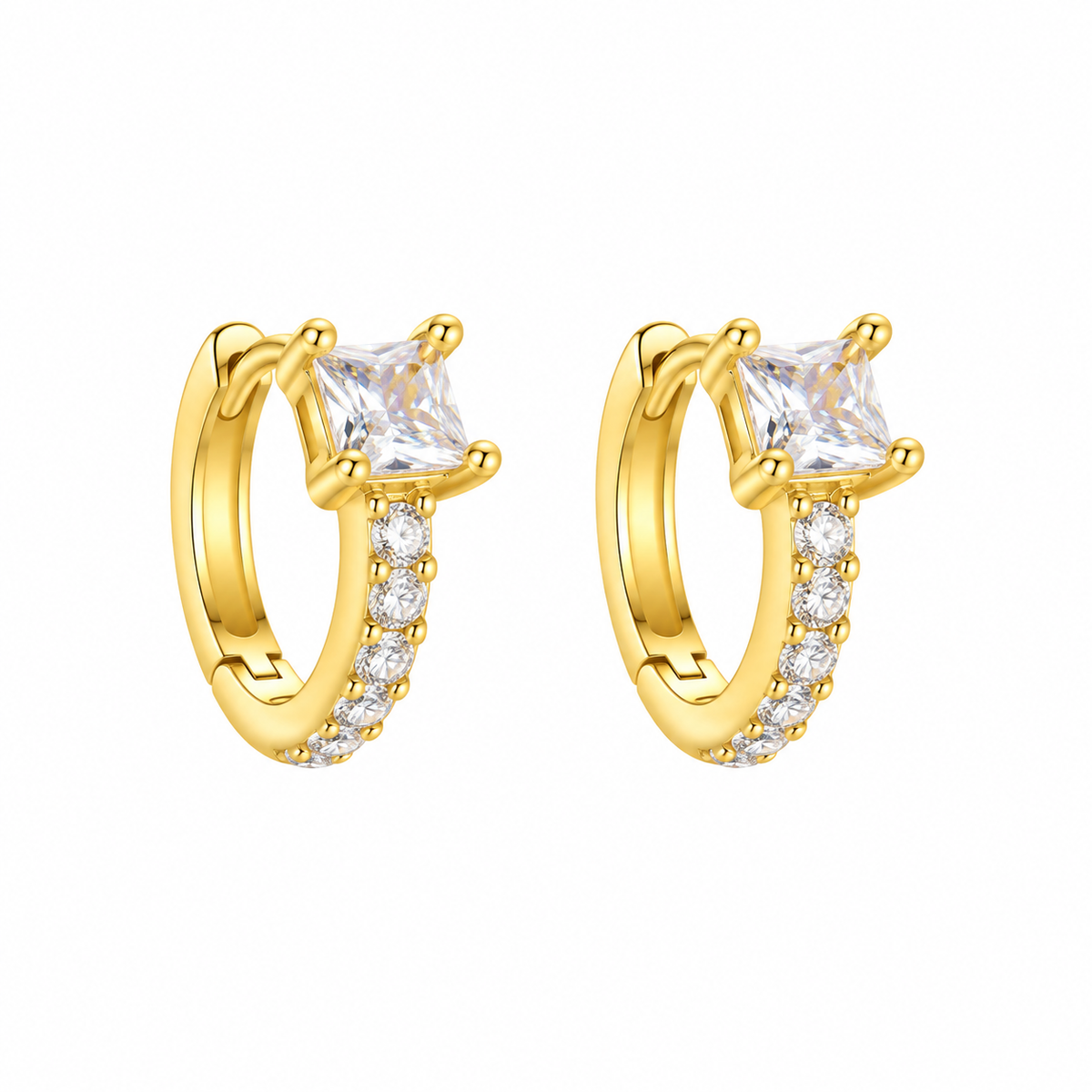 Argollitas Cuadraditos Pavé