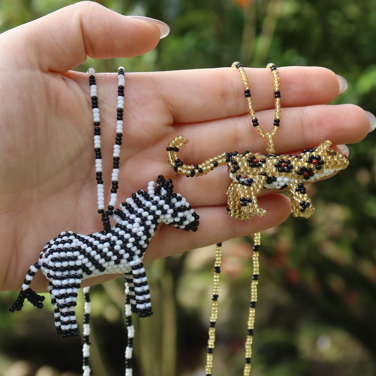 Zebra Beaded Necklace
