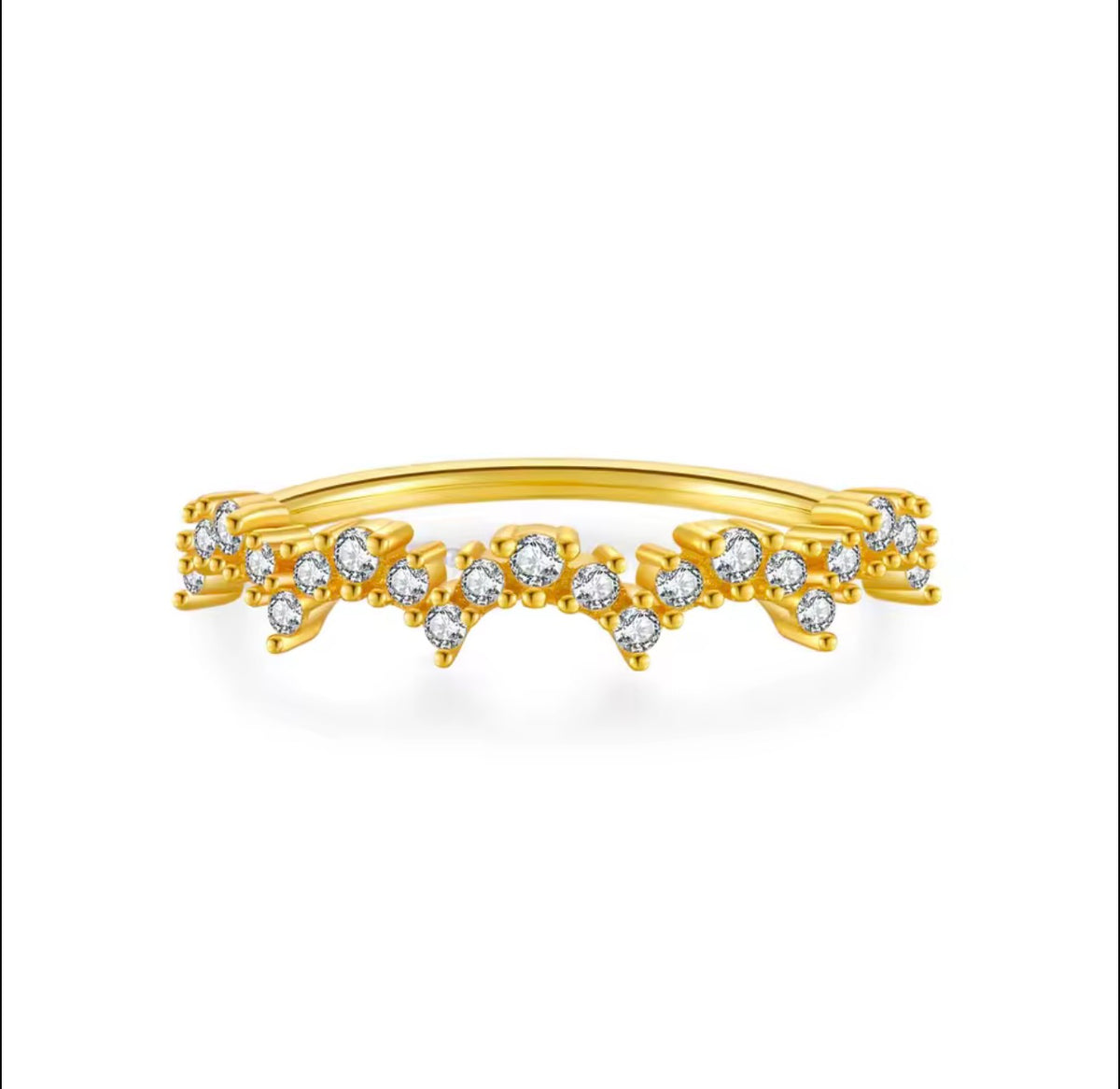Crown Gold Pavé Ring