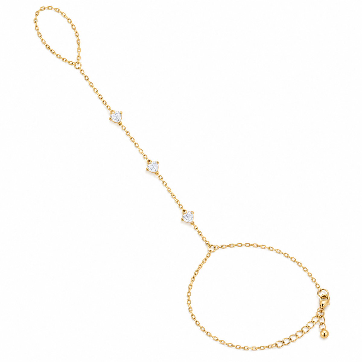 Diamond Hearts Handchain