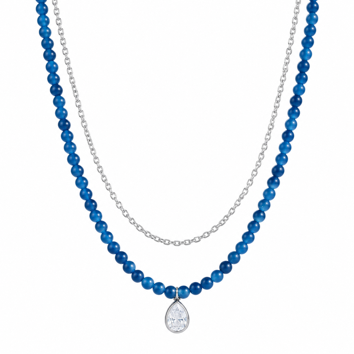 Collar Doble Beads Azules