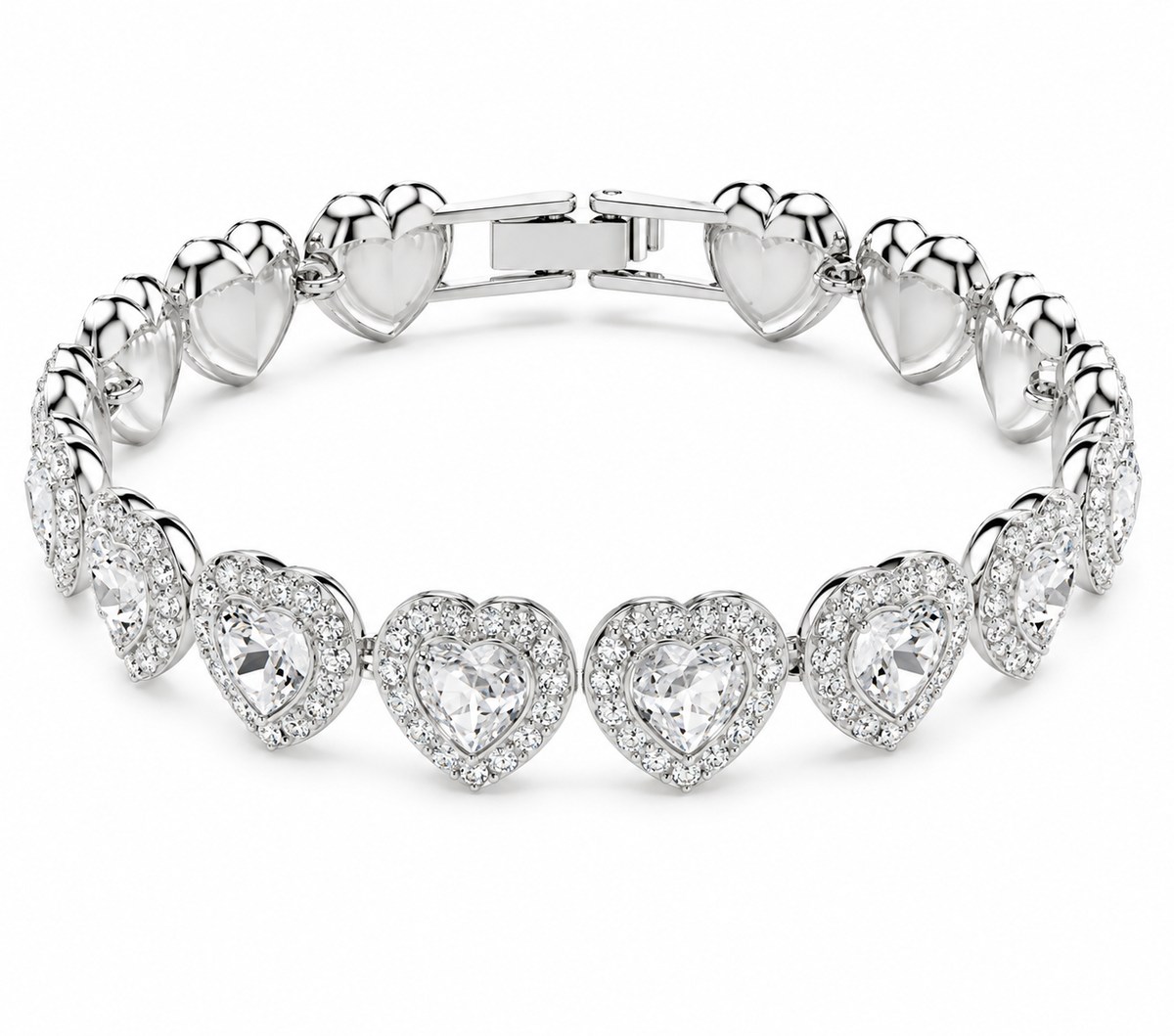Brazalete Corazones Planos Zirconia