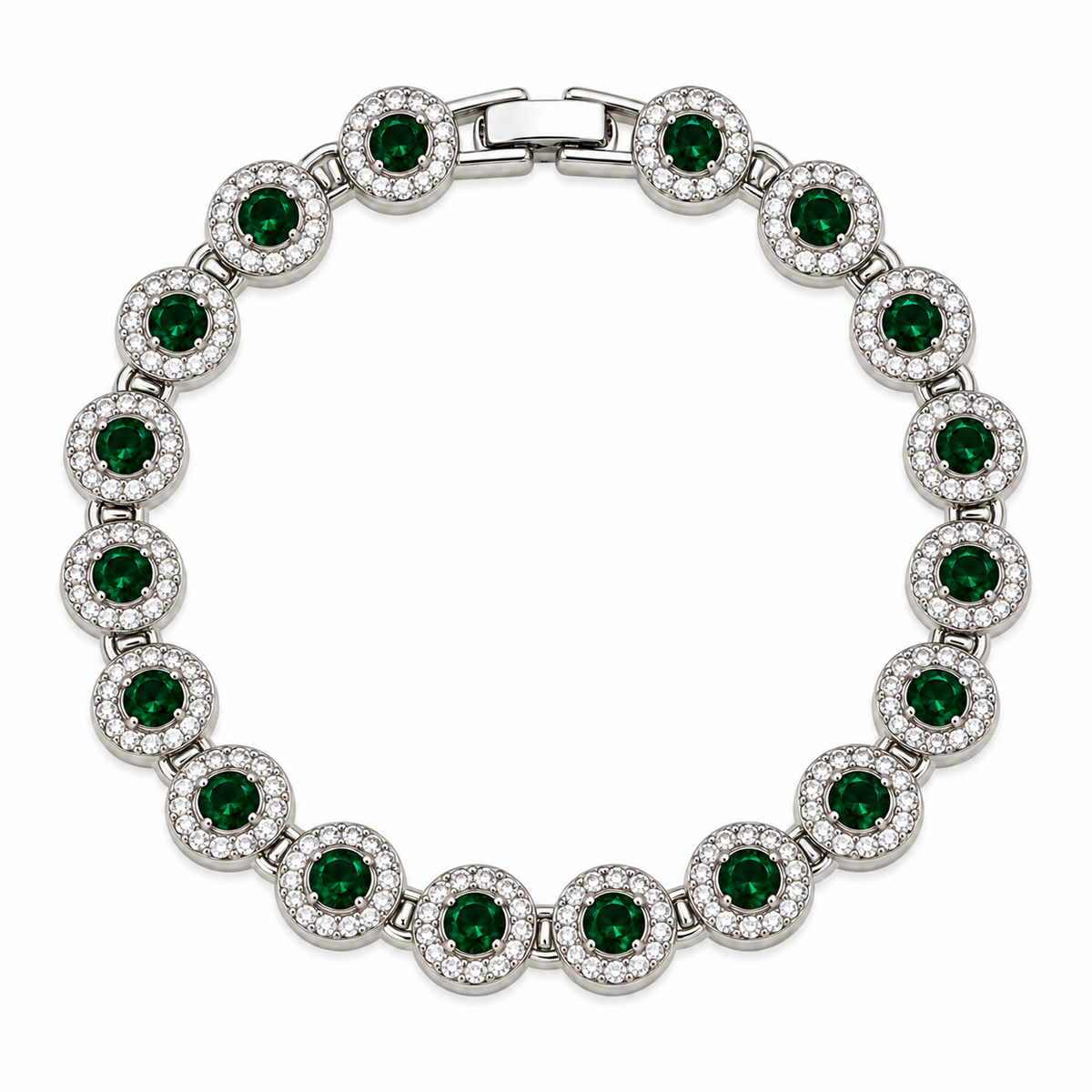 Brazalete Zirconias Redondas Verdes