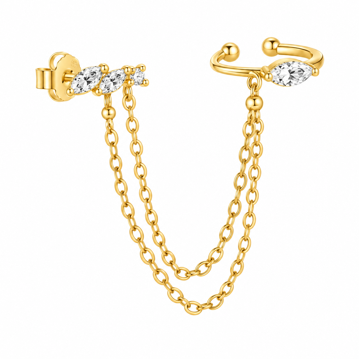 Cristales Doble Cadena Ear Cuff