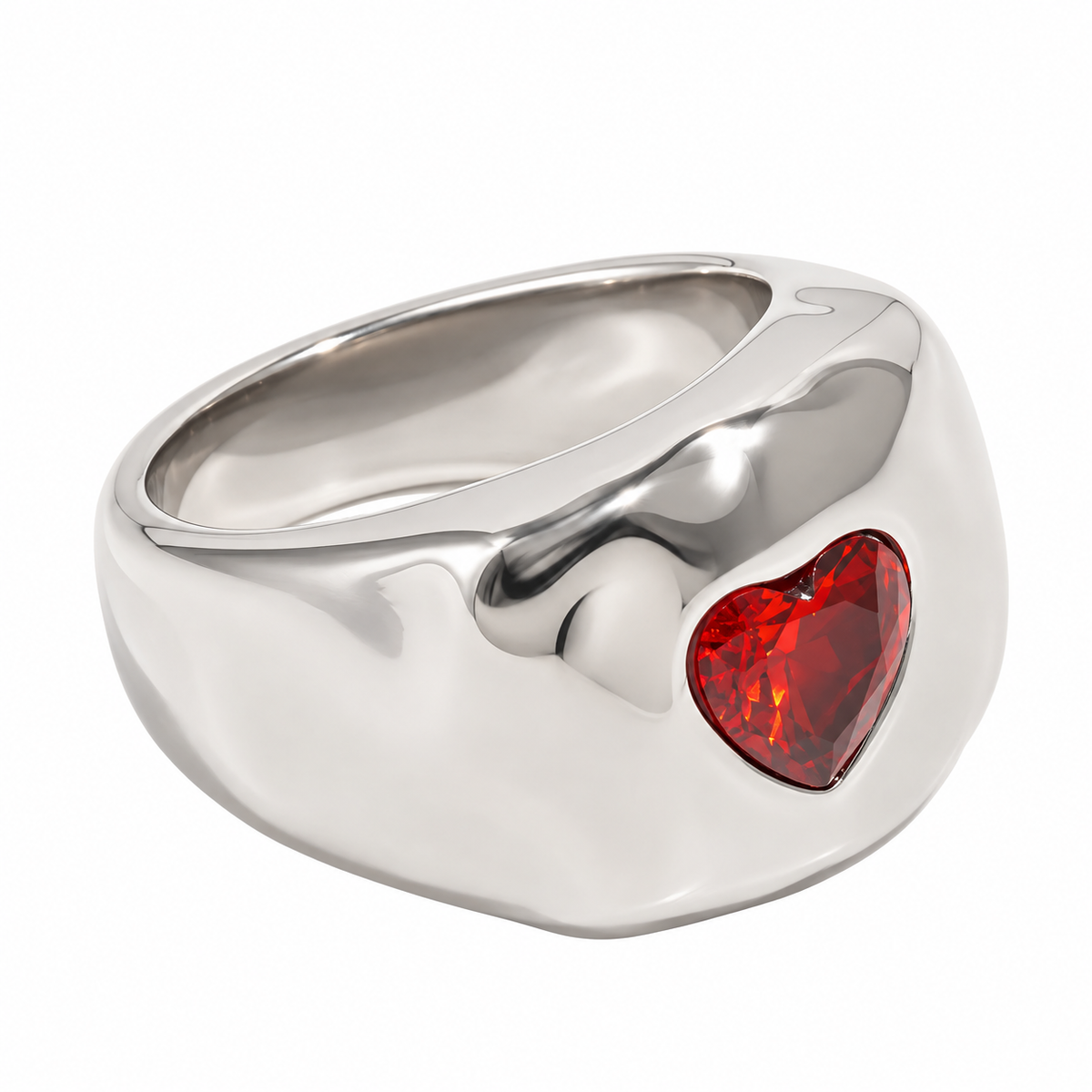 Chunky Red Heart Ring