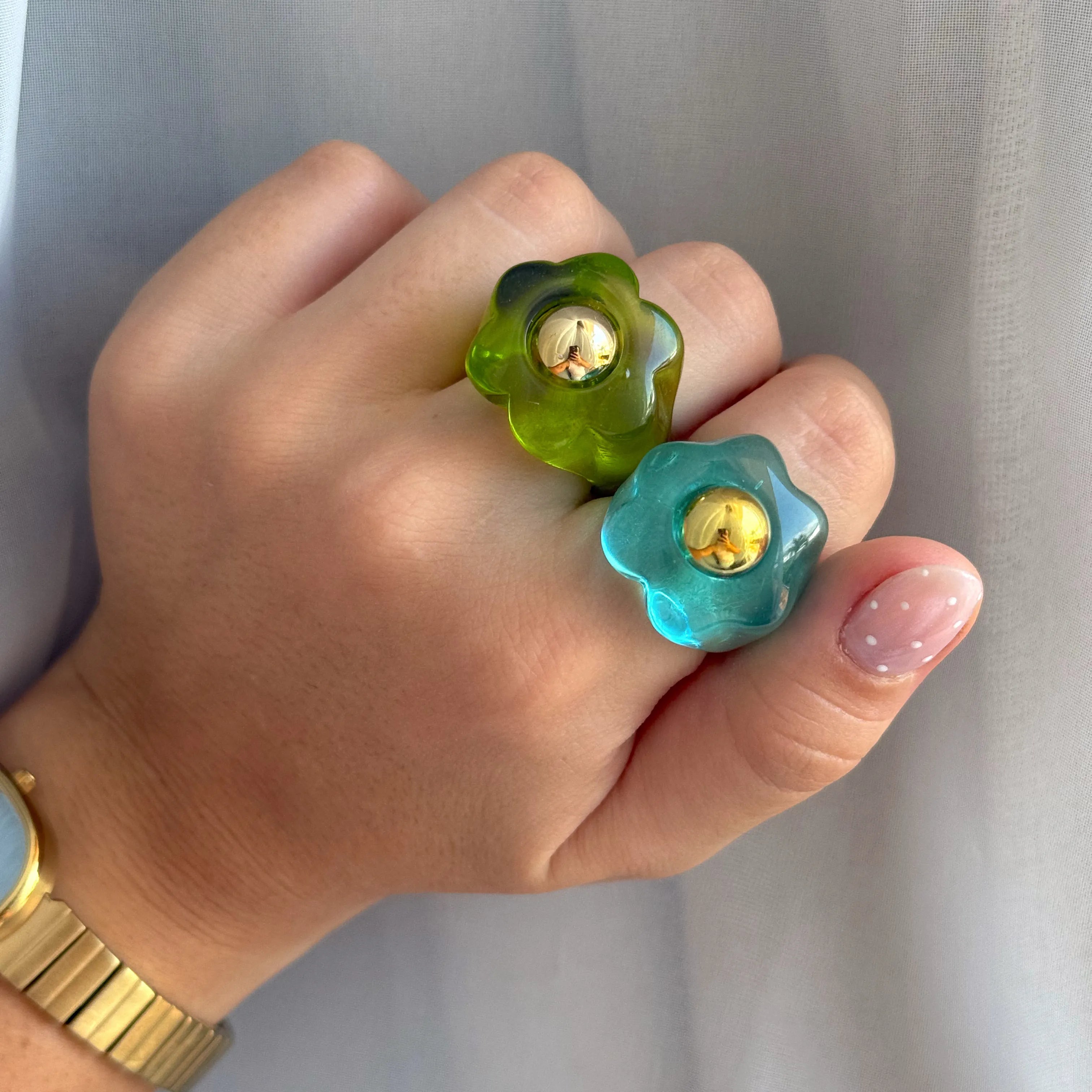 Acrilic Flower Rings