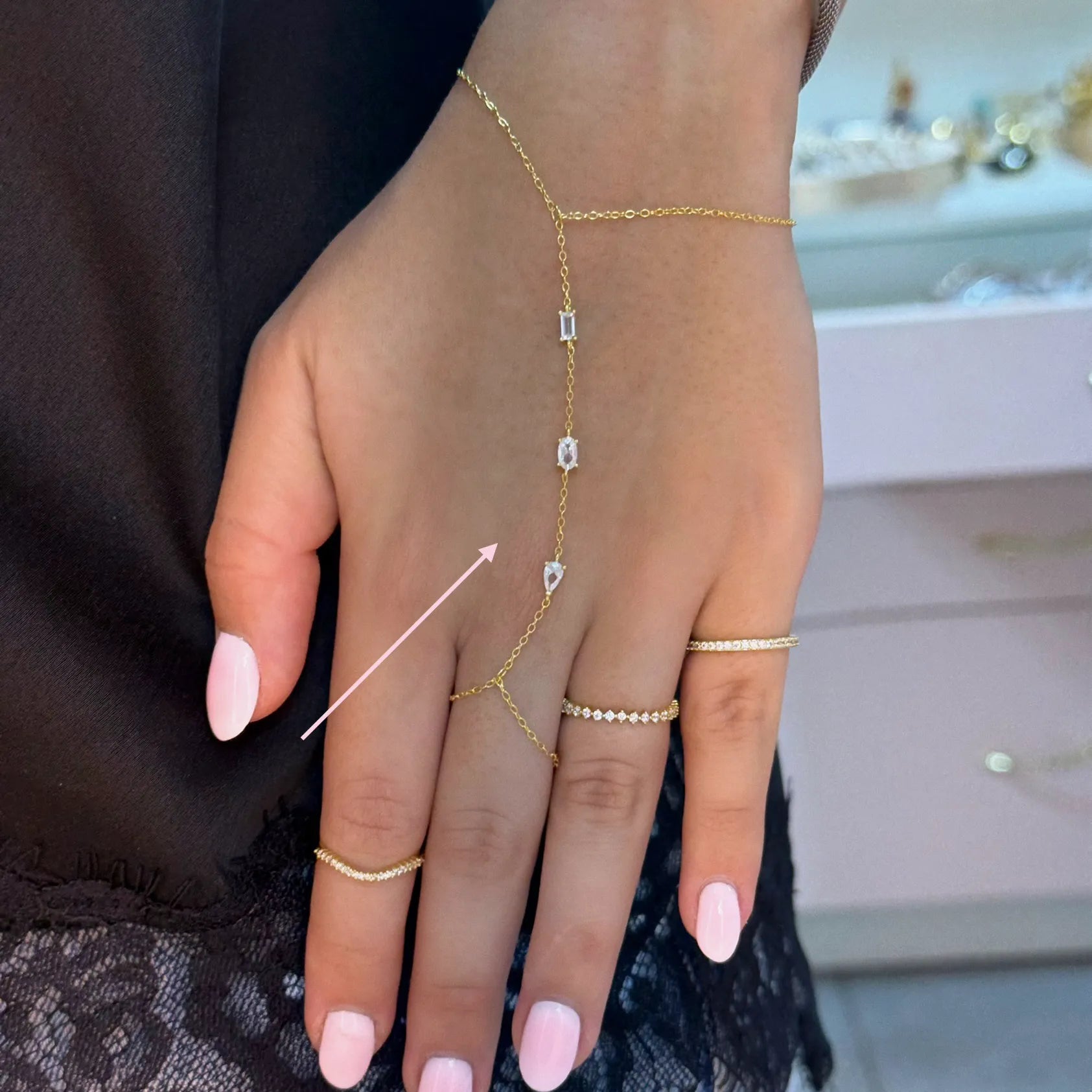 Crystals Gold Handchain