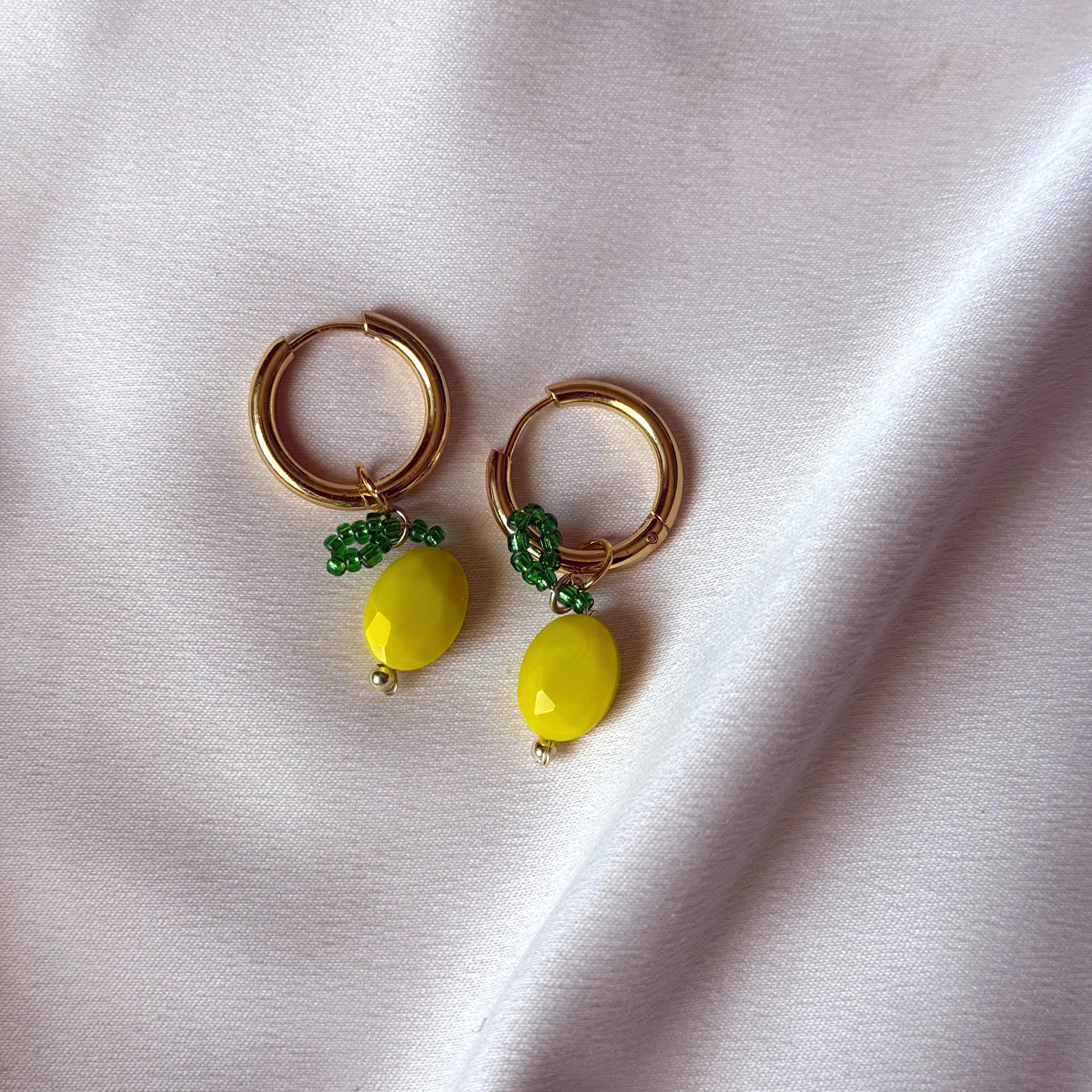 Lemon Beads Hoops