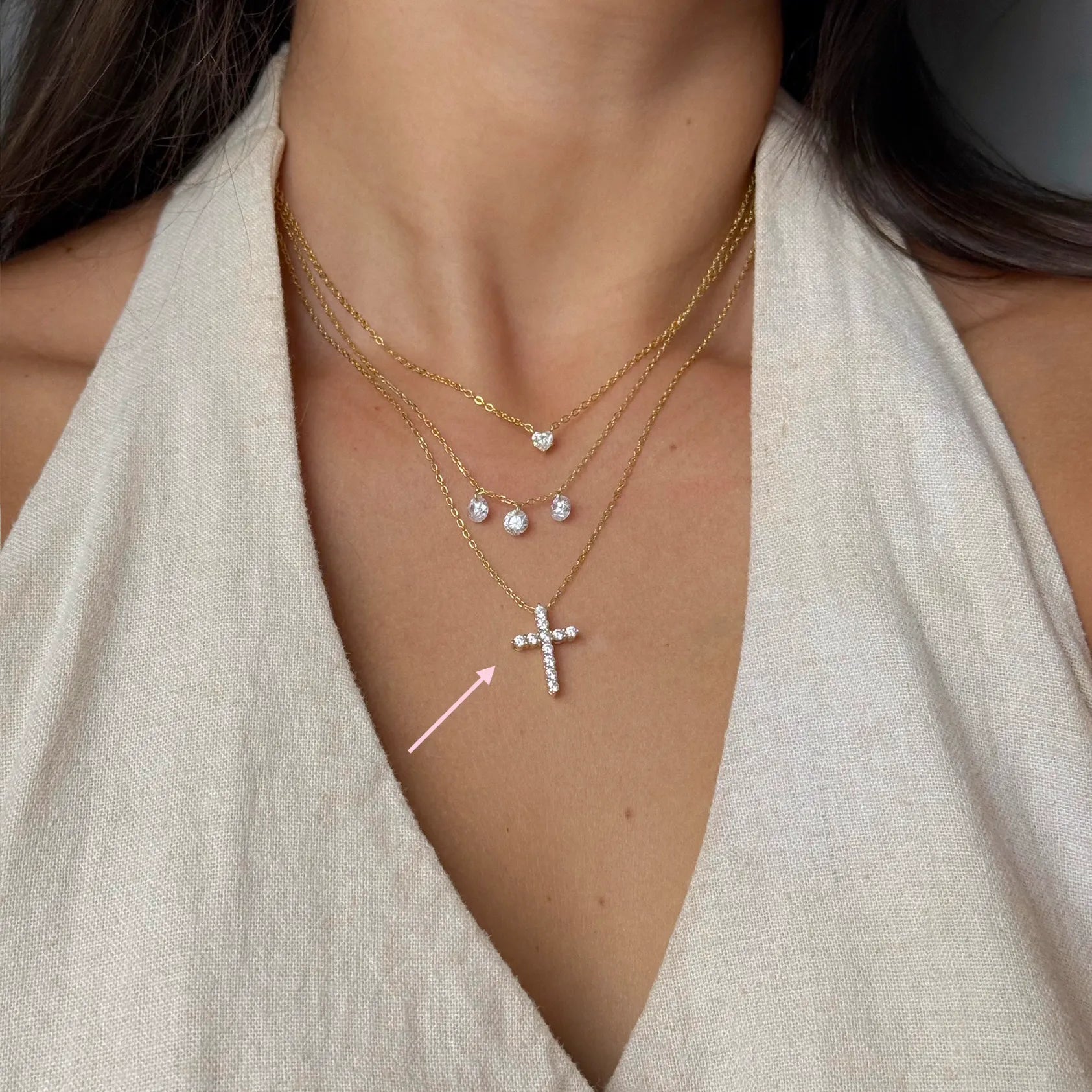 Cruz Pavé Gold Necklace